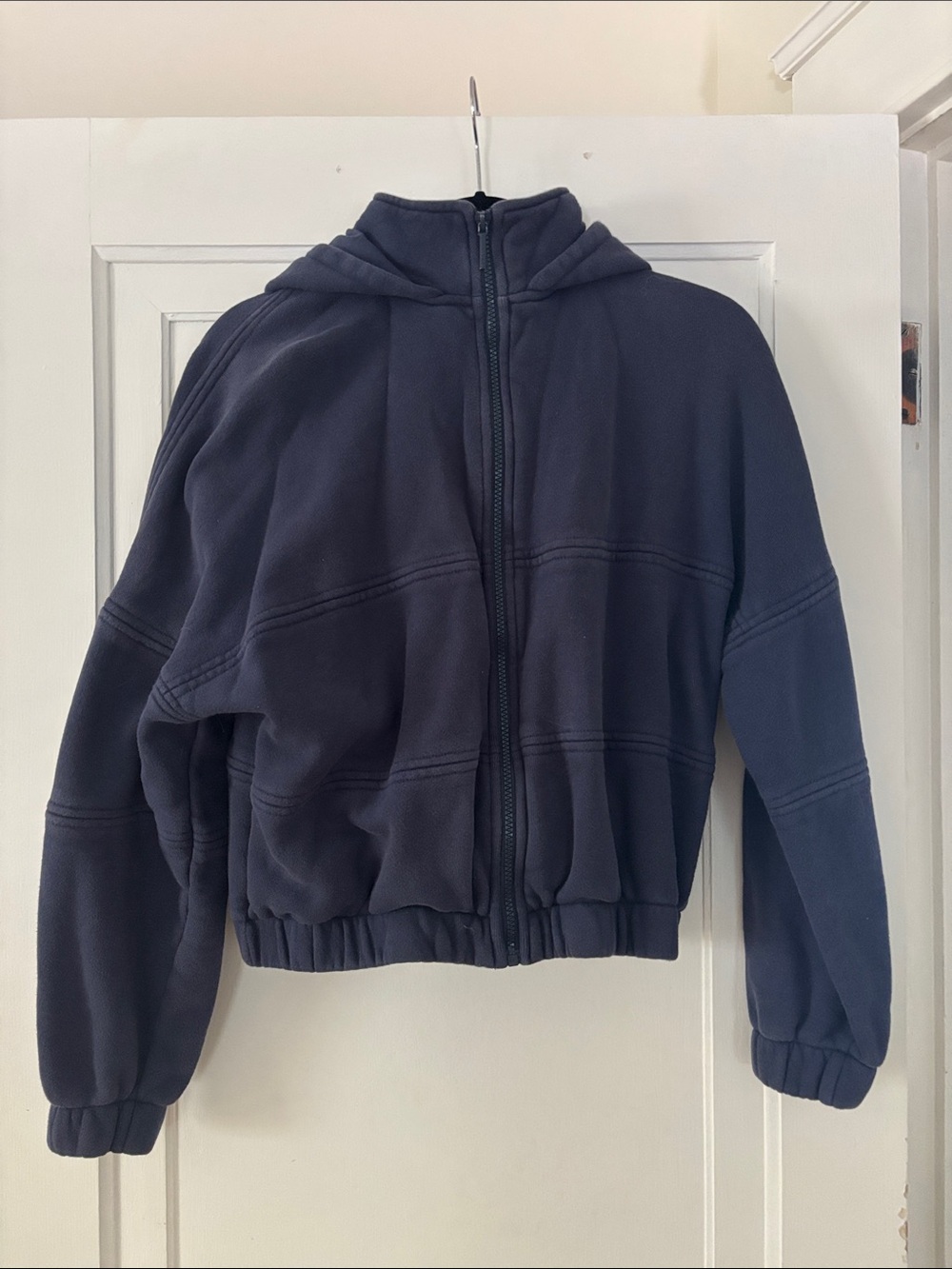 Women's Navy Hooded Zip-Up Fleece Jacket